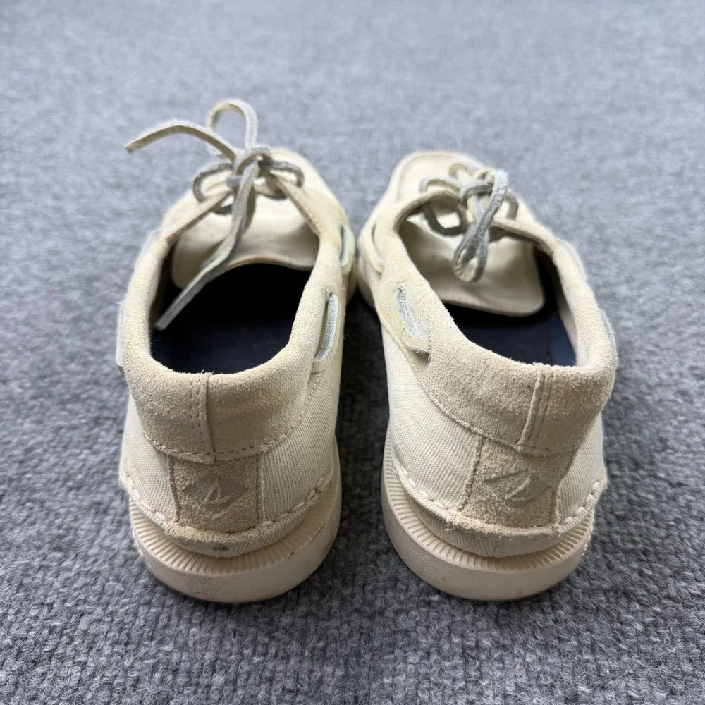 Sperry Top-Sider Mens 8 Boat Shoes Beige Canvas Suede Deck Shoes STS19368